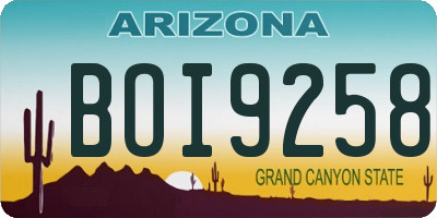 AZ license plate BOI9258