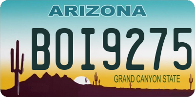 AZ license plate BOI9275