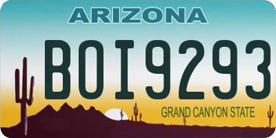 AZ license plate BOI9293