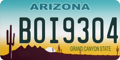 AZ license plate BOI9304