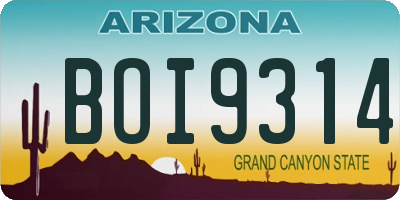 AZ license plate BOI9314