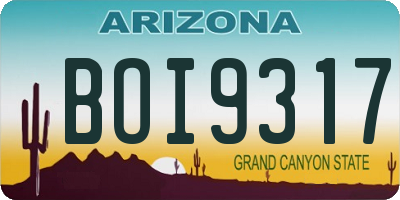 AZ license plate BOI9317