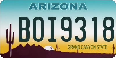 AZ license plate BOI9318