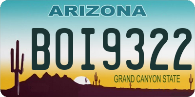 AZ license plate BOI9322
