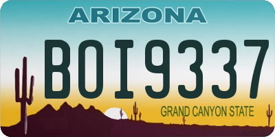 AZ license plate BOI9337