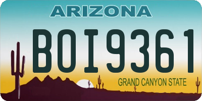 AZ license plate BOI9361