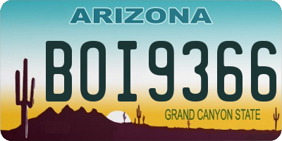 AZ license plate BOI9366
