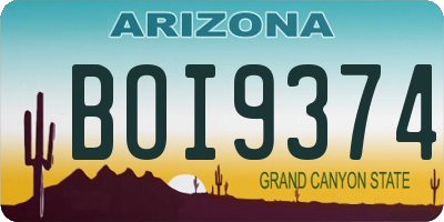 AZ license plate BOI9374