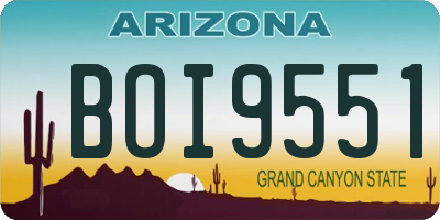 AZ license plate BOI9551