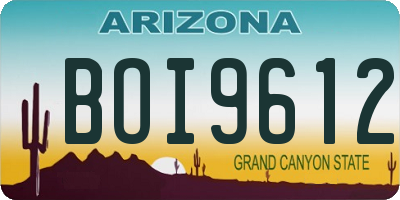 AZ license plate BOI9612