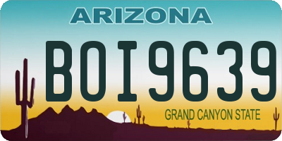 AZ license plate BOI9639