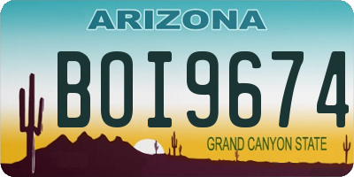 AZ license plate BOI9674
