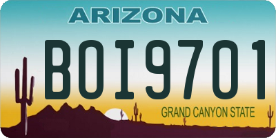 AZ license plate BOI9701