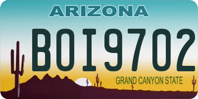 AZ license plate BOI9702