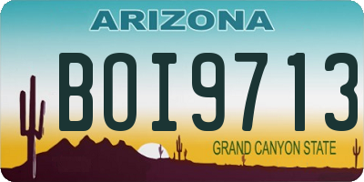 AZ license plate BOI9713