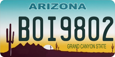 AZ license plate BOI9802