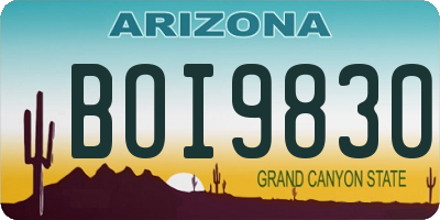 AZ license plate BOI9830