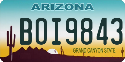 AZ license plate BOI9843