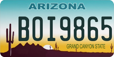 AZ license plate BOI9865