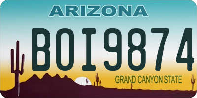 AZ license plate BOI9874