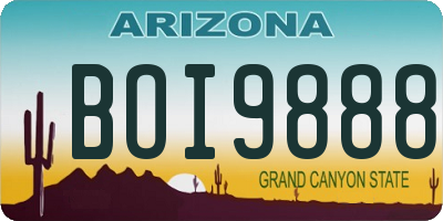 AZ license plate BOI9888