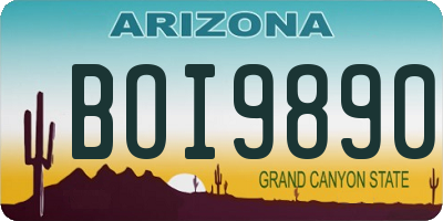AZ license plate BOI9890