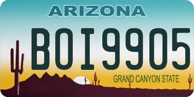 AZ license plate BOI9905