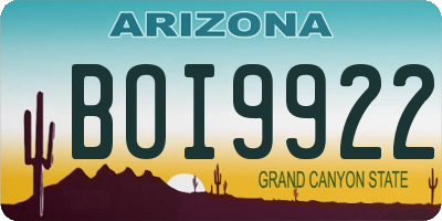 AZ license plate BOI9922