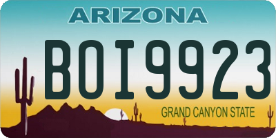 AZ license plate BOI9923