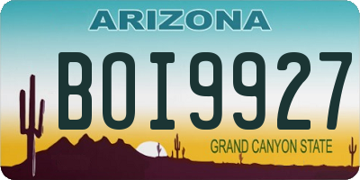 AZ license plate BOI9927