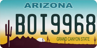 AZ license plate BOI9968