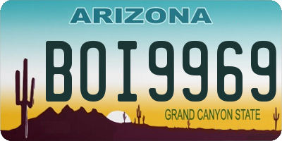 AZ license plate BOI9969