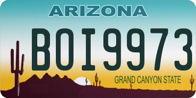 AZ license plate BOI9973