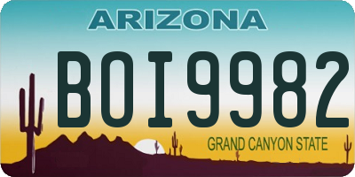 AZ license plate BOI9982