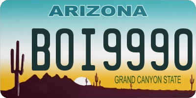 AZ license plate BOI9990