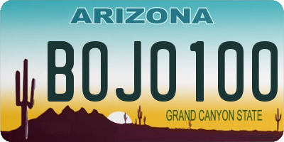 AZ license plate BOJ0100