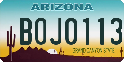 AZ license plate BOJ0113