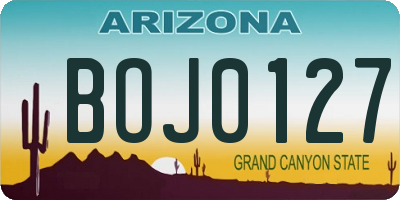 AZ license plate BOJ0127