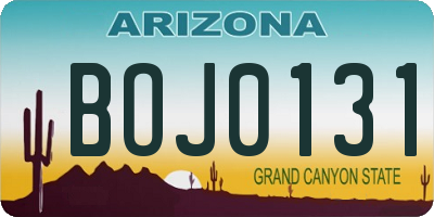 AZ license plate BOJ0131