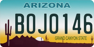 AZ license plate BOJ0146