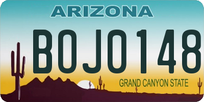 AZ license plate BOJ0148