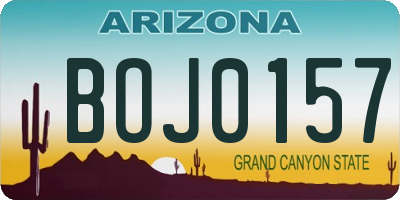AZ license plate BOJ0157