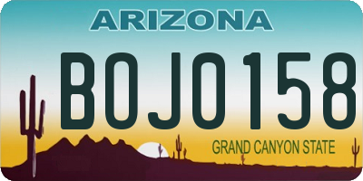 AZ license plate BOJ0158