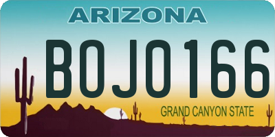 AZ license plate BOJ0166