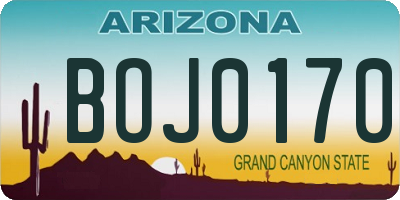 AZ license plate BOJ0170