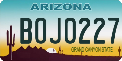 AZ license plate BOJ0227