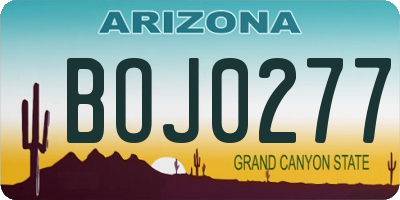 AZ license plate BOJ0277