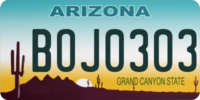 AZ license plate BOJ0303