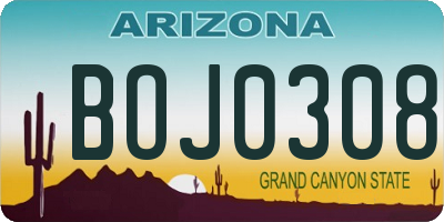 AZ license plate BOJ0308