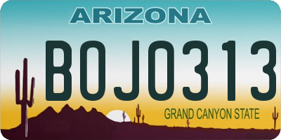 AZ license plate BOJ0313